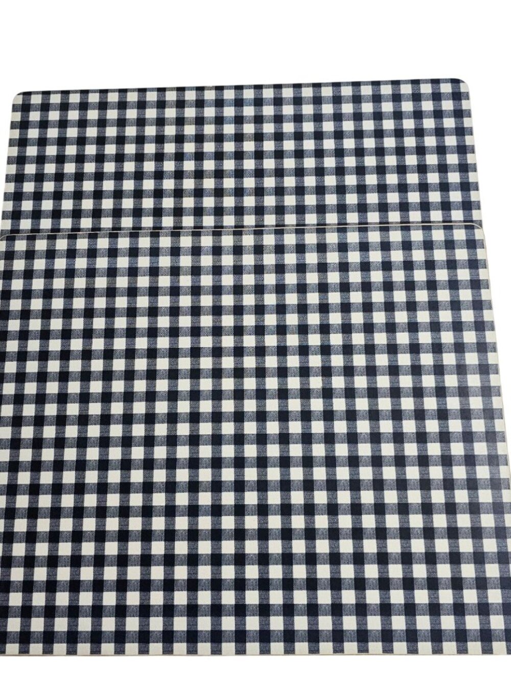 2 Pottery Barn Blue White Checked Placemats  gingham cork backed rectangle
